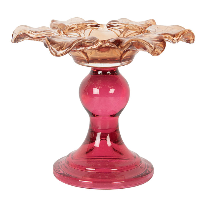 Clayre & Eef Waxinelichthouder Ø 14x11 cm Oranje Glas