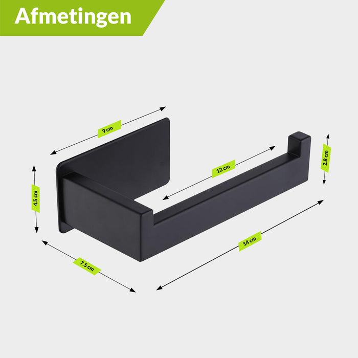 XIVADA WC rolhouder Luca - Zonder Boren - Rvs - Zelfklevend - Zwart