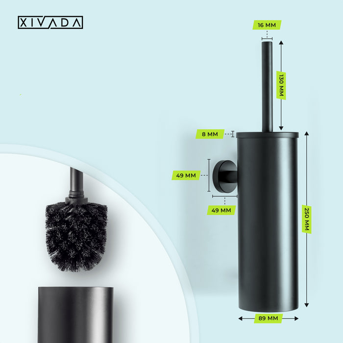 XIVADA Toilet set zwart - 4-delig - Hangend - Rvs - Zwart