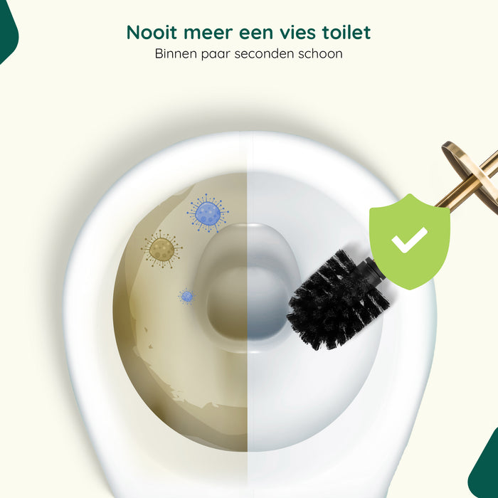 XIVADA Toiletborstel Mura - Met houder - Boren - Rvs - Goud