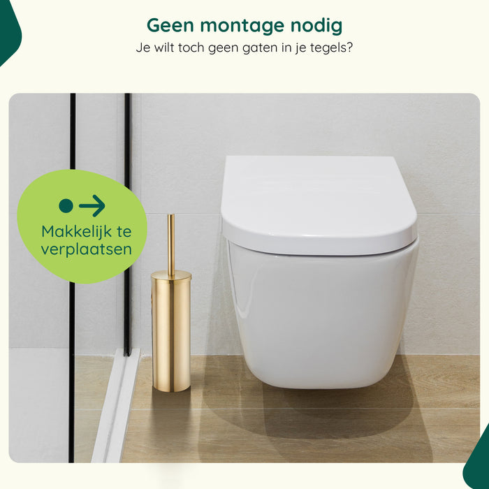 XIVADA Toiletborstel Mura - Met houder - Boren - Rvs - Goud