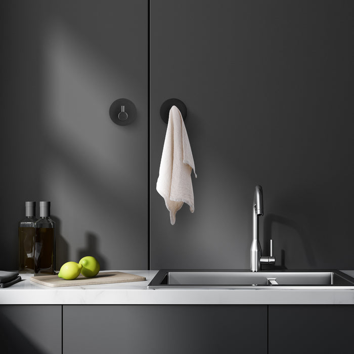 XIVADA Hannddoekhaakjes Roma - RVS - Zelfklevend - Zwart - Set van 2