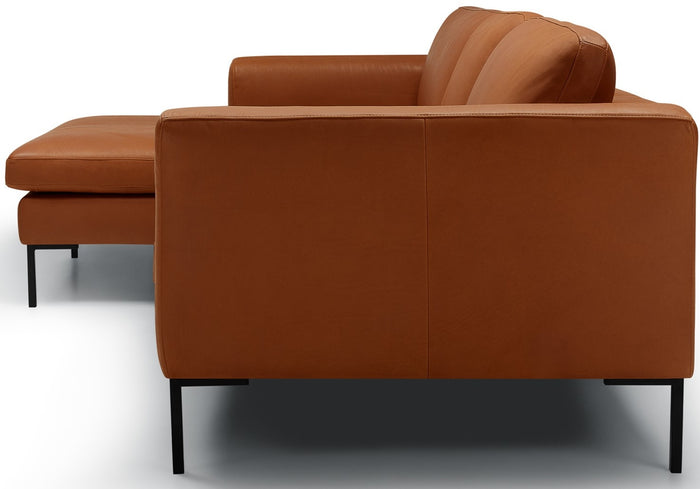 Sits Elton 3-Zits + Chaise Lounge Leer Cognac Rechts|Links
