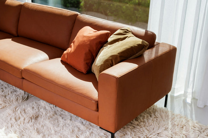 Sits Elton 3-Zits + Chaise Lounge Leer Cognac Rechts|Links