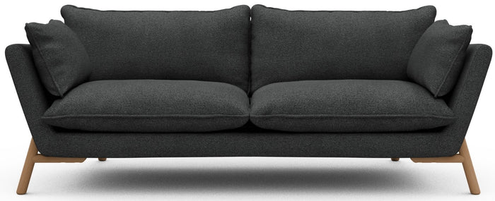 Kragelund Hasle 3-zits Bank Houtskool Zwart Bouclé | Eiken