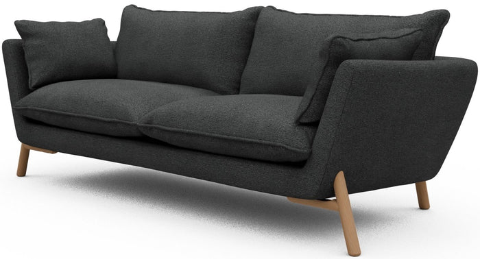 Kragelund Hasle 3-zits Bank Houtskool Zwart Bouclé | Eiken