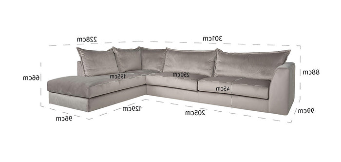 Richmond Interiors Roxanne 3-zits+Ottoman Hoekbank Links Khaki