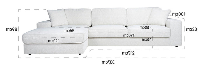 Richmond Interiors Santos 3 zits + Lounge Links Hoekbank Boucle Wit