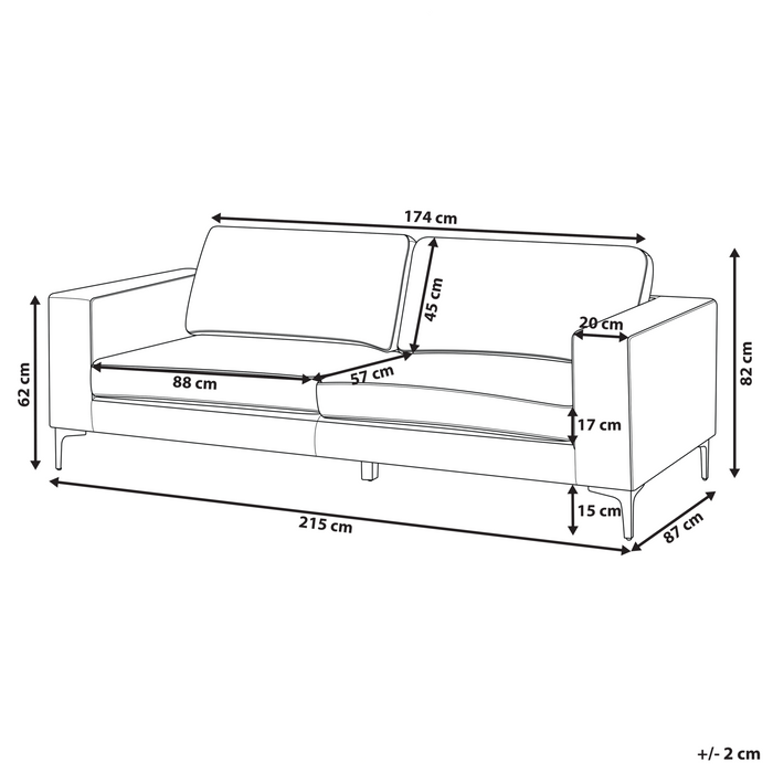 Beliani - VADSTENA - Driezitsbank - Lichtbeige - Polyester