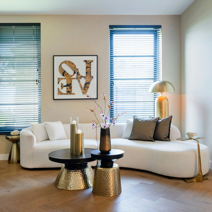 Richmond Interiors Grayson Bank met Ottoman Rechts Open Wit Furry