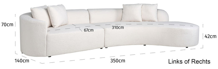 Richmond Interiors Grayson Bank met Ottoman Rechts Open Wit Furry