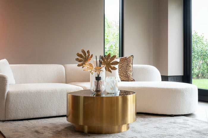 Richmond Interiors Grayson Bank met Ottoman Rechts Open Wit Furry