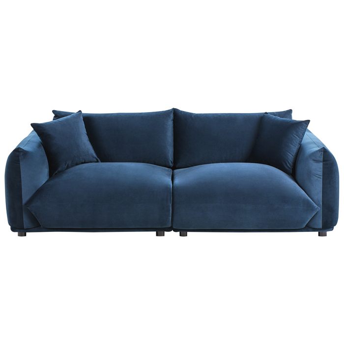 Beliani - LUVOS - Driezitsbank - Donkerblauw - Fluweel