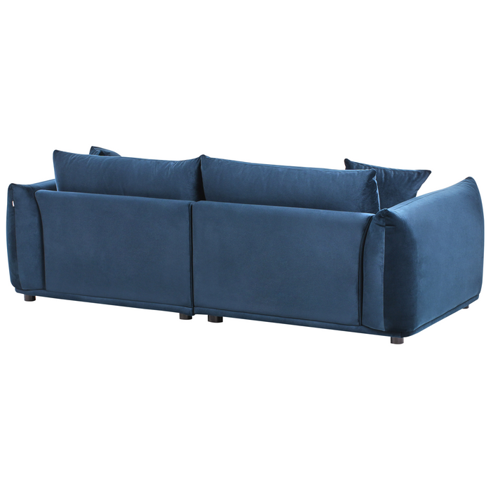 Beliani - LUVOS - Driezitsbank - Donkerblauw - Fluweel