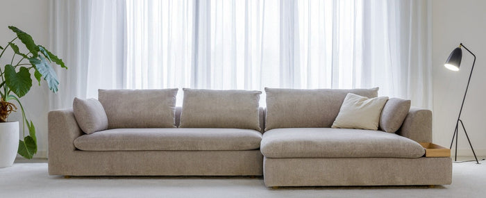 Sits Milou Lichtgrijs 3-zits Hoekbank met Tray Rechts