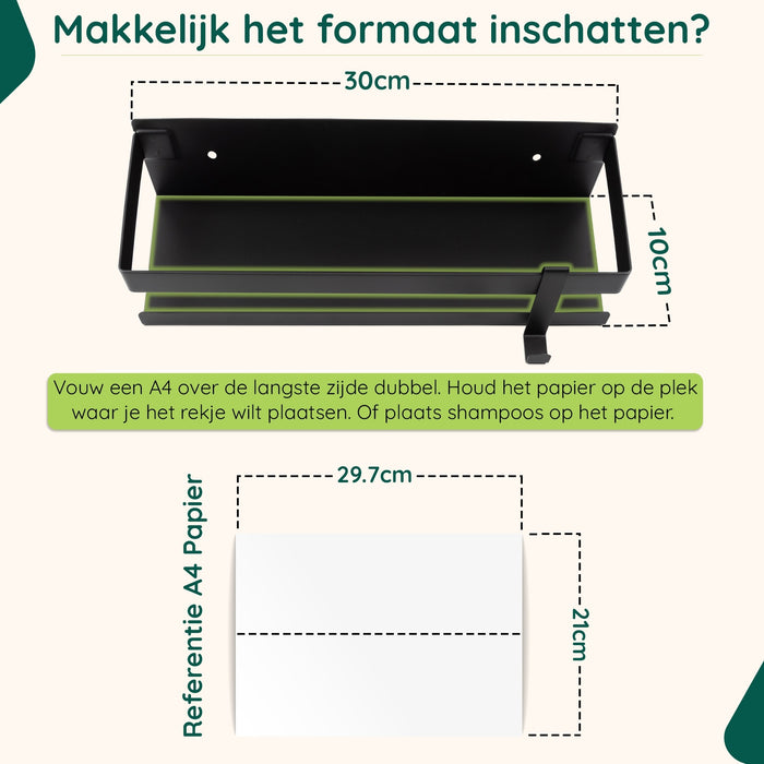XIVADA Doucherek Teca - Boren - Zelfklevend - Rvs - 30 CM - Zwart