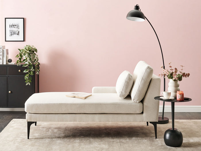 Beliani - EWRON - Chaise longue - Lichtbeige - Rechtszijdig - Stof