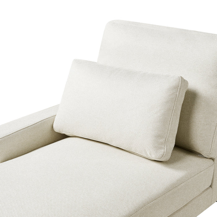 Beliani - EWRON - Chaise longue - Lichtbeige - Rechtszijdig - Stof