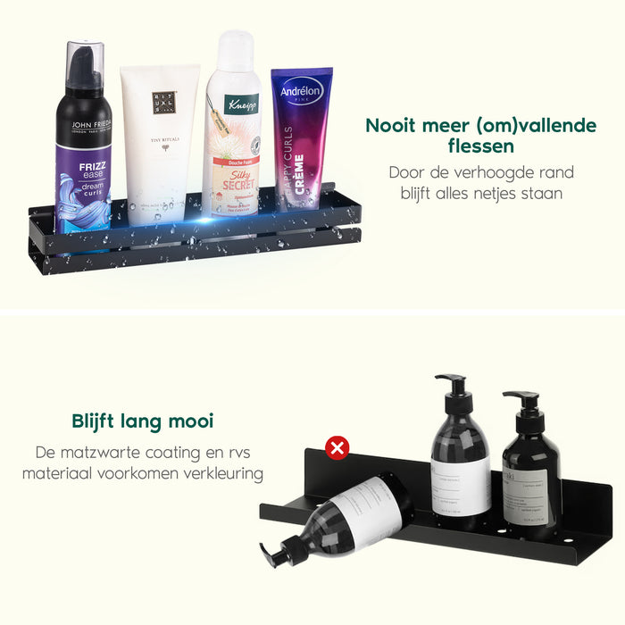 XIVADA Doucherek - Boren - 31 cm - Industrieel - Rvs - Zwart - 2 stuks