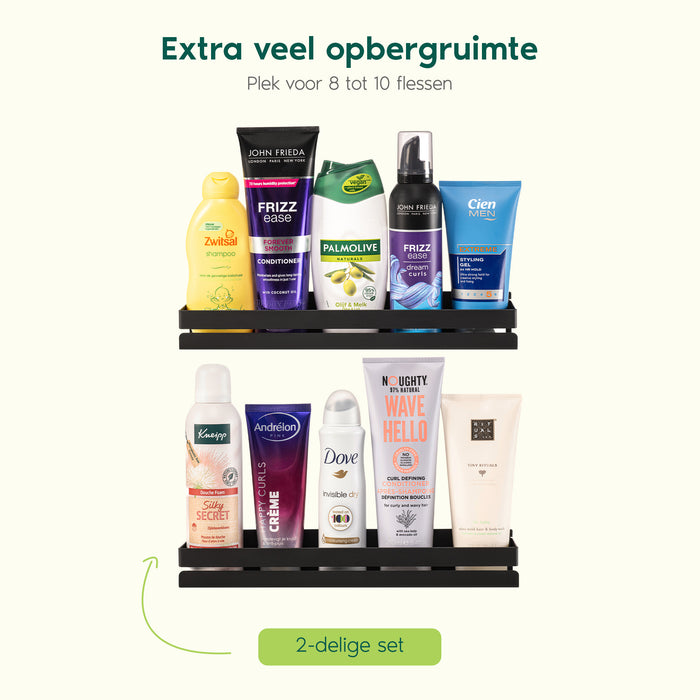 XIVADA Doucherek - Boren - 31 cm - Industrieel - Rvs - Zwart - 2 stuks