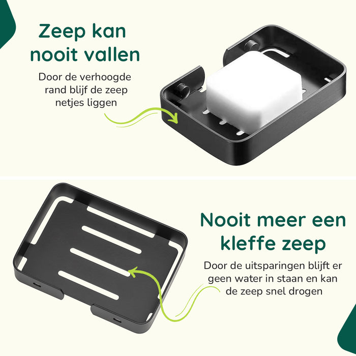 XIVADA Zeepbakje Sapo - Rvs - Inclusief schroefset - Hangend - Zwart