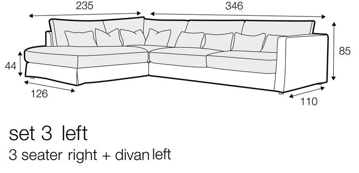 Sits Heaven 3-Zits Bank + Divan Linen Natural Links