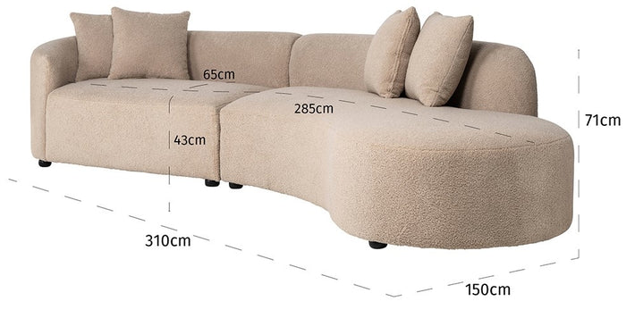 Richmond Interiors Grayson Bank met Ottoman Rechts Open Zand Furry