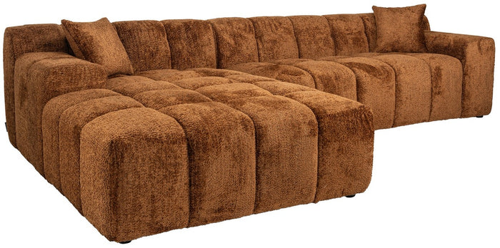 Richmond Interiors Cube 3-Zits Bank+Chaise Longue Links Lovely Kaneel