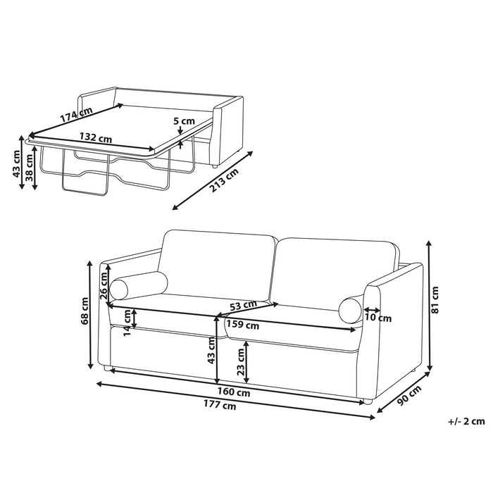 Beliani - INKOO - Slaapbank 2-zits - Bruin - Stof