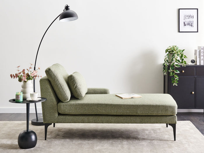 Beliani - EWRON - Chaise longue - Olijfgroen - Linkszijdig - Stof