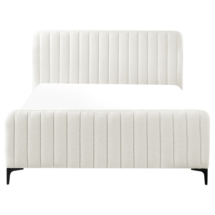 Beliani-LUNAN-Tweepersoonsbed-Gebroken wit-140 x 200 cm-Bouclé