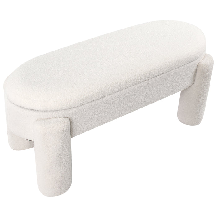 Beliani - OAKLEY - Opbergbankje - Off-white - Bouclé