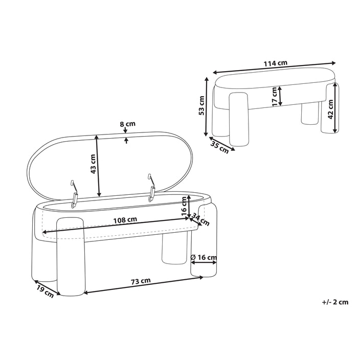 Beliani - OAKLEY - Opbergbankje - Off-white - Bouclé