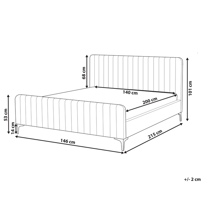Beliani-LUNAN-Tweepersoonsbed-Gebroken wit-140 x 200 cm-Bouclé