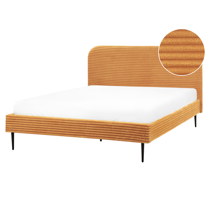 Beliani - FLAYAT - Tweepersoonsbed - Oranje - 160 x 200 cm - Corduroy