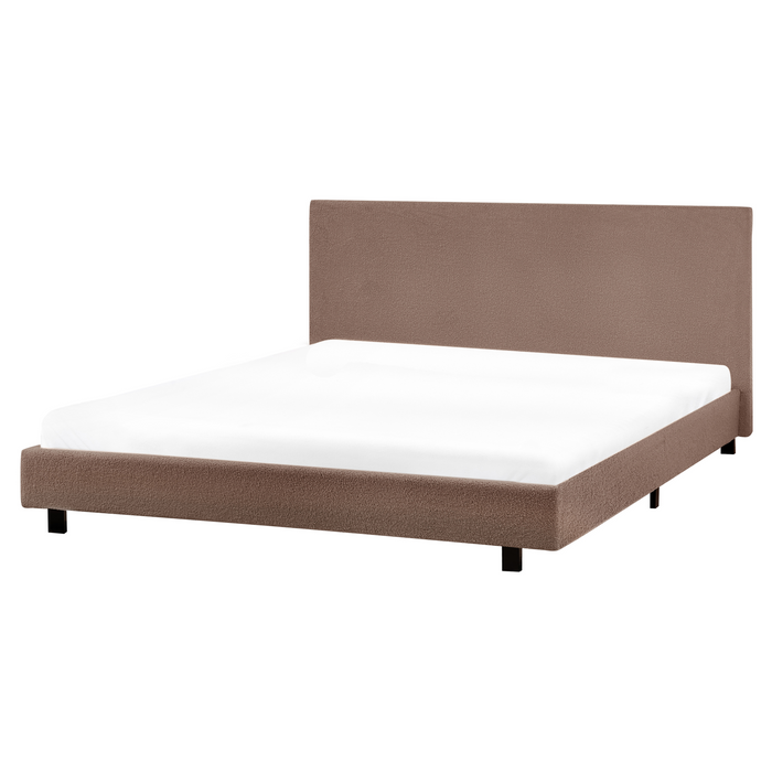 Beliani - ALBI - Tweepersoonsbed - Bruin - 160 x 200 cm - Bouclé