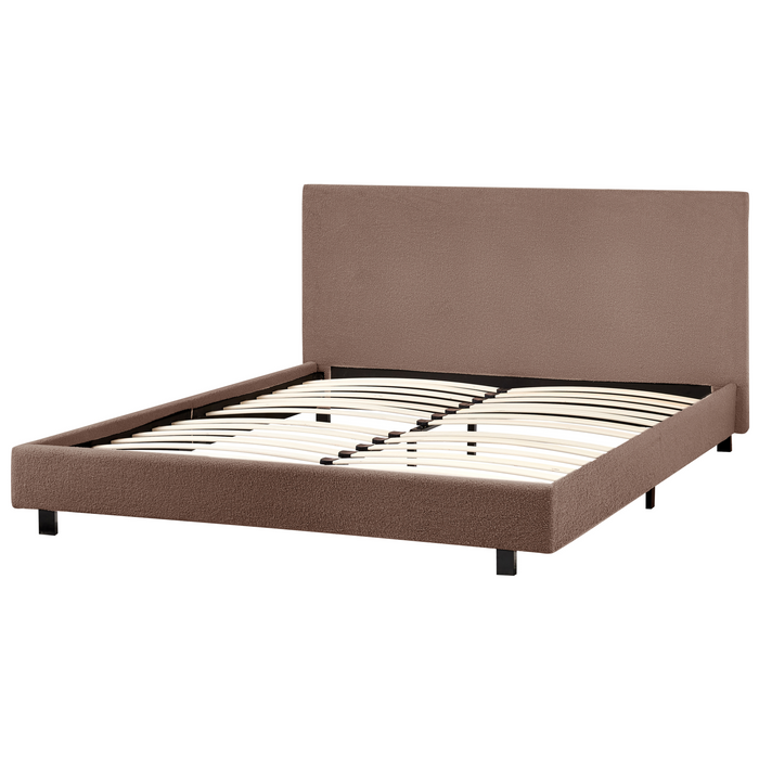 Beliani - ALBI - Tweepersoonsbed - Bruin - 160 x 200 cm - Bouclé