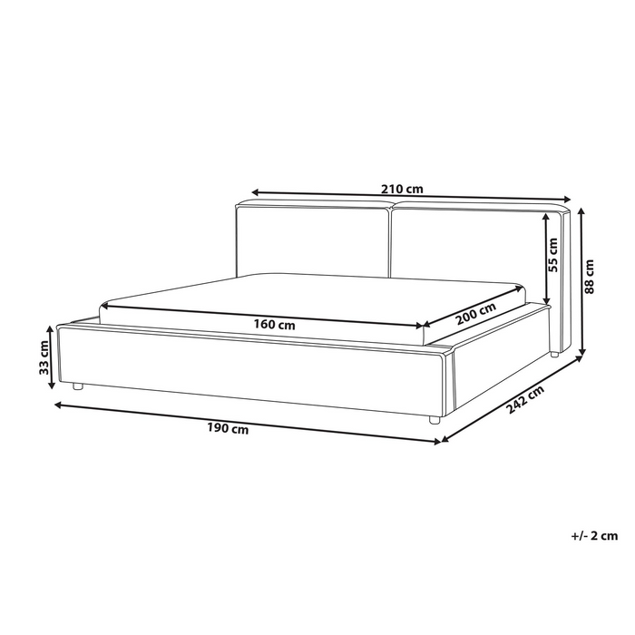Beliani - LINARDS - Tweepersoonsbed - Olijfgroen - 160 x 200 cm - Stof