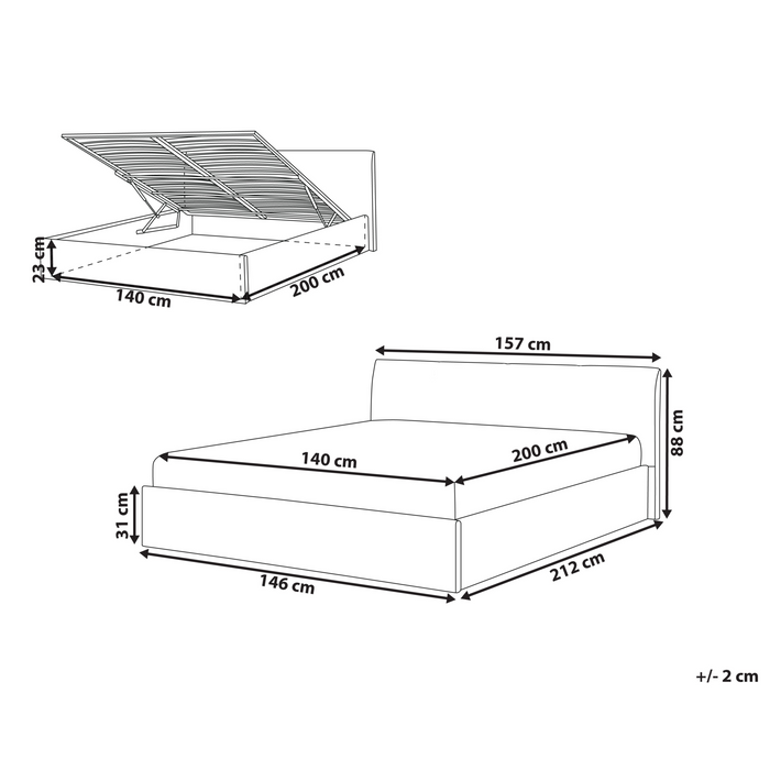 Beliani - ORBEY - Bed met opbergruimte - Bruin - 140 x 200 cm - Bouclé