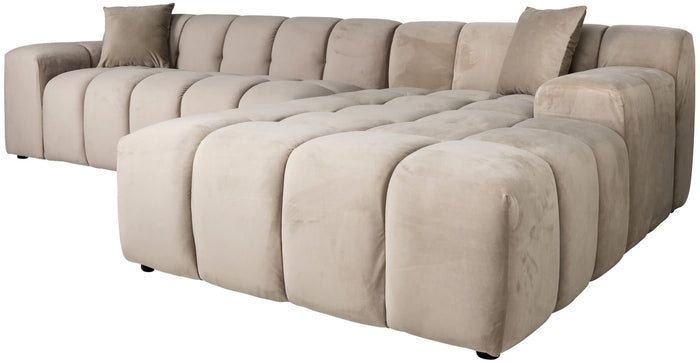 Richmond Interiors Cube 3-Zits Bank+Chaise Longue Rechts Khaki Velvet