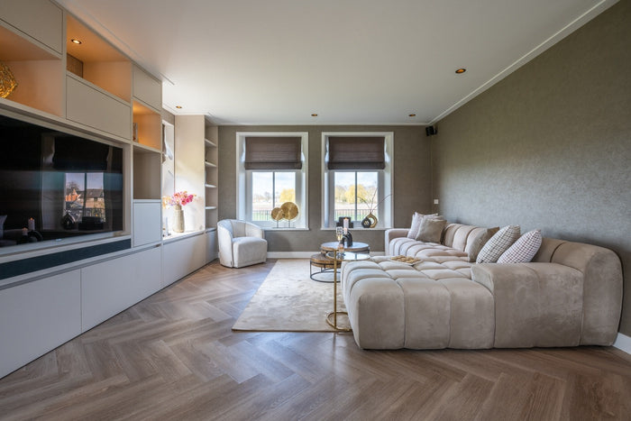 Richmond Interiors Cube 3-Zits Bank+Chaise Longue Rechts Khaki Velvet