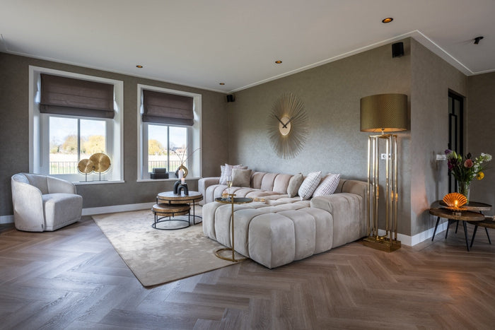 Richmond Interiors Cube 3-Zits Bank+Chaise Longue Rechts Khaki Velvet