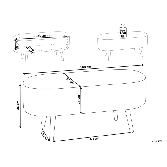 Beliani-OKLAHOMA-Bankje met opbergruimte-Gebroken wit-Polyester
