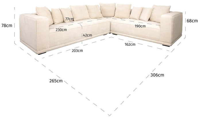 Richmond Interiors Lusso Beige Chenille Hoekbank