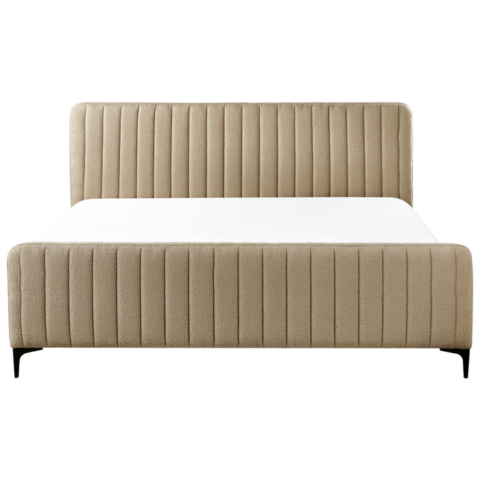 Beliani - LUNAN - Tweepersoonsbed - Taupe - 180 x 200 cm - Bouclé