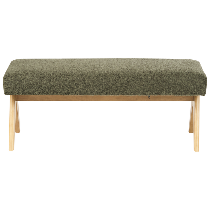 Beliani - TAMRE - Bankje - Groen|Lichtbruin - Bouclé