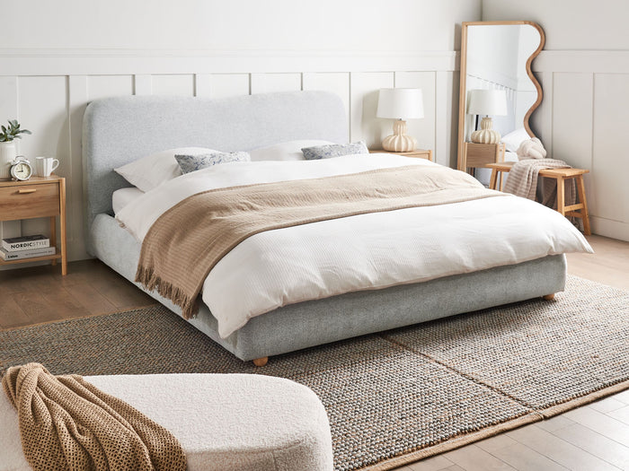 Beliani-BLAGNAC-Bed met opbergruimte-Lichtgrijs-160 x 200 cm-Stof