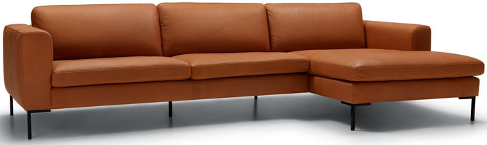 Sits Elton 3-Zits + Chaise Lounge Leer Cognac Rechts|Links