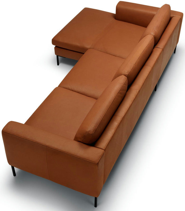 Sits Elton 3-Zits + Chaise Lounge Leer Cognac Rechts|Links
