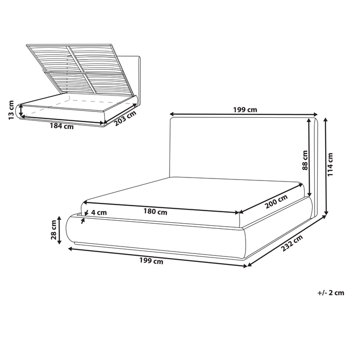 Beliani-CAMPAGNE-Bed met opbergruimte-Bruin-180 x 200 cm-Polyester